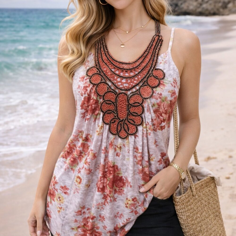 Boho Macramé Front Tank Top